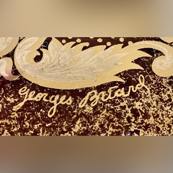 MCM Georges Briard Bronze Brown Gold Scallop Edge Footed Cake Stand Round Plate - Picture 2 of 11